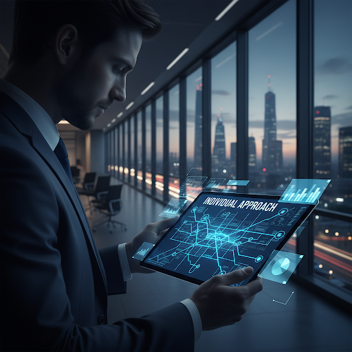 A logistics coordinator reviewing a custom route map with a client